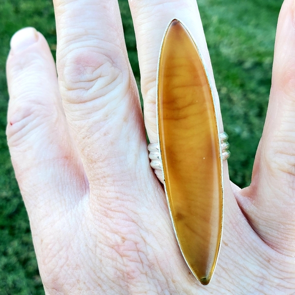 New Huge Chalcedony 925 Silver Ring. - Picture 12 of 12